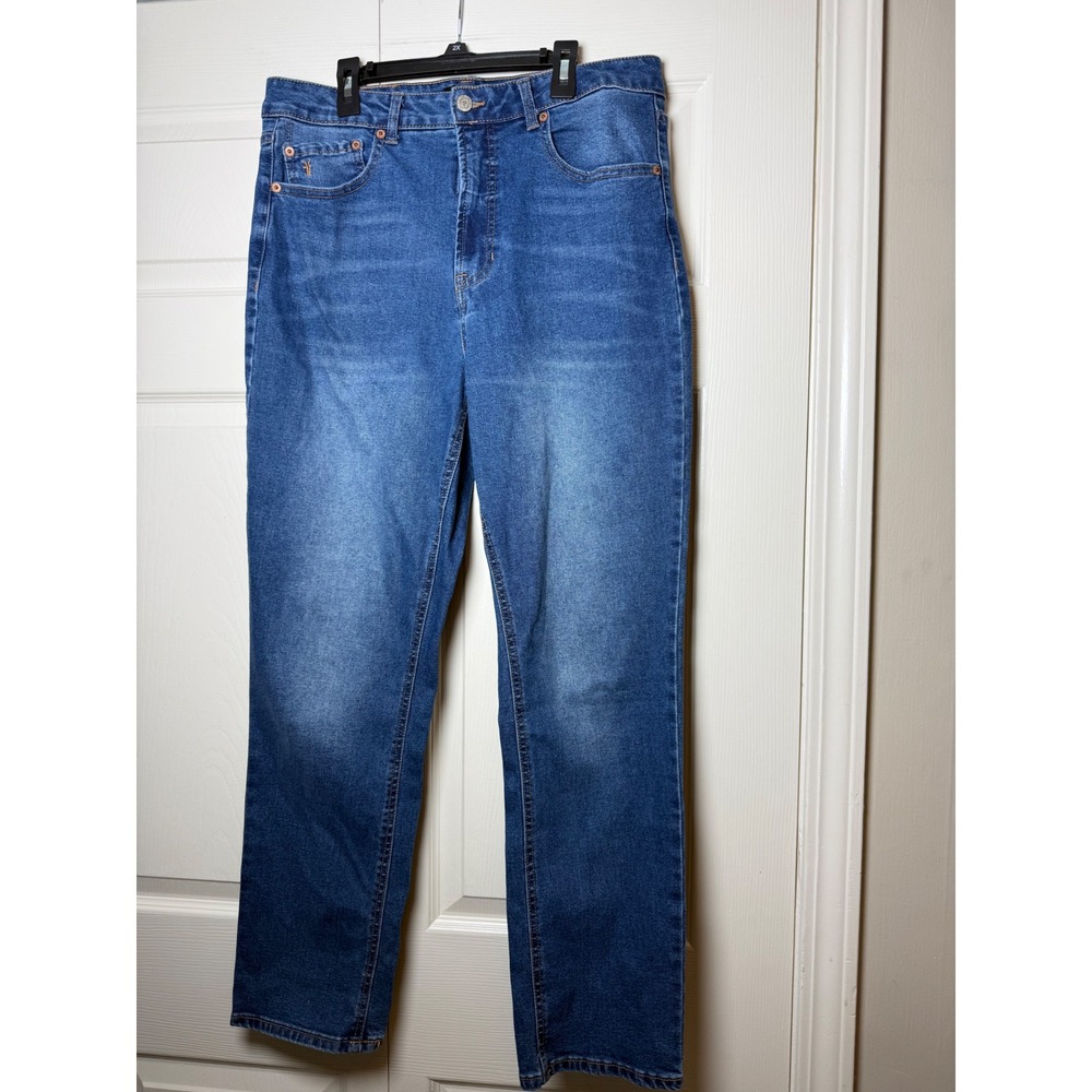 Frye Blue High Rise Straight Leg Jeans Size 10/30 Medium Wash Stretch Denim